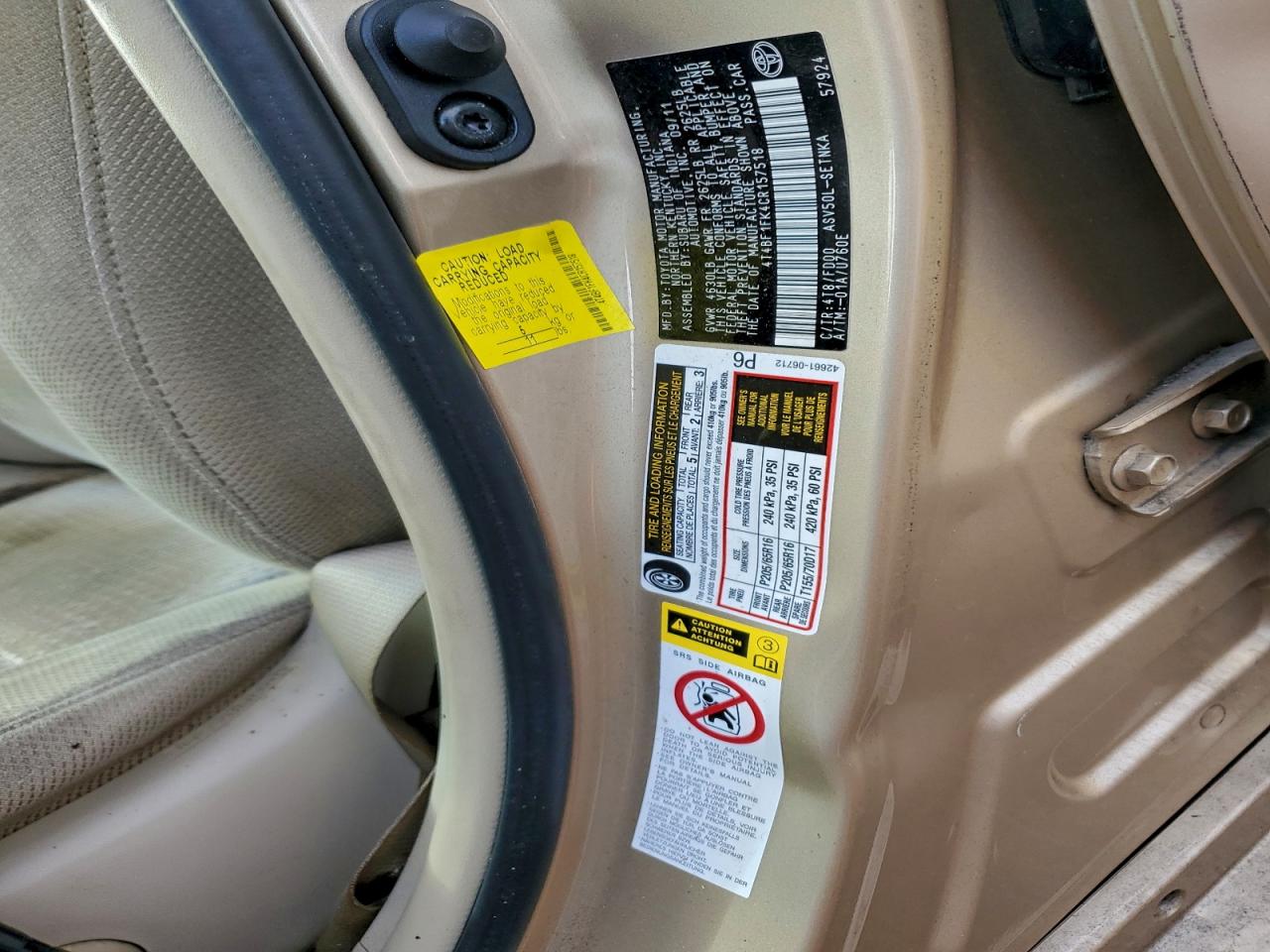 2012 TOYOTA CAMRY BASE photo 23