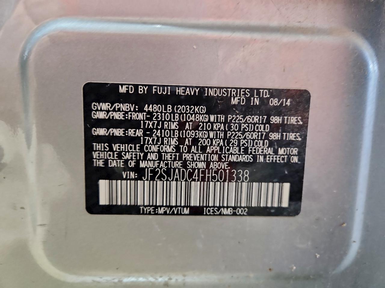 2015 SUBARU FORESTER 2.5I PREMIUM photo 37