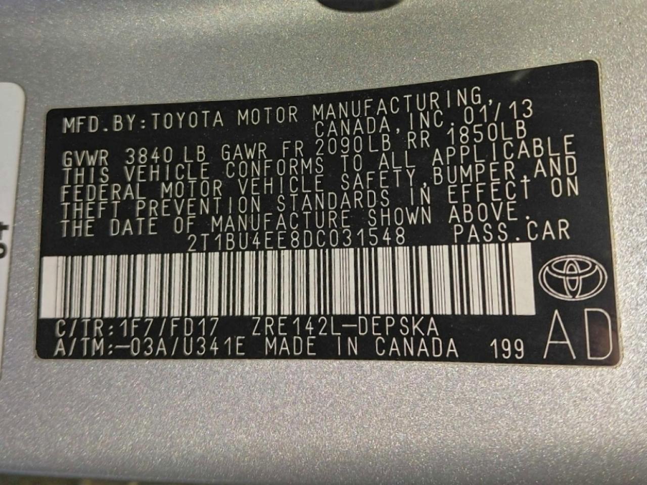 2013 TOYOTA COROLLA BASE photo 19