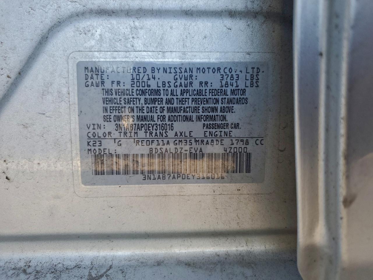 2014 NISSAN SENTRA S photo 12