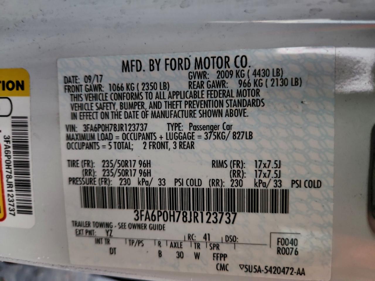 2018 FORD FUSION SE photo 37