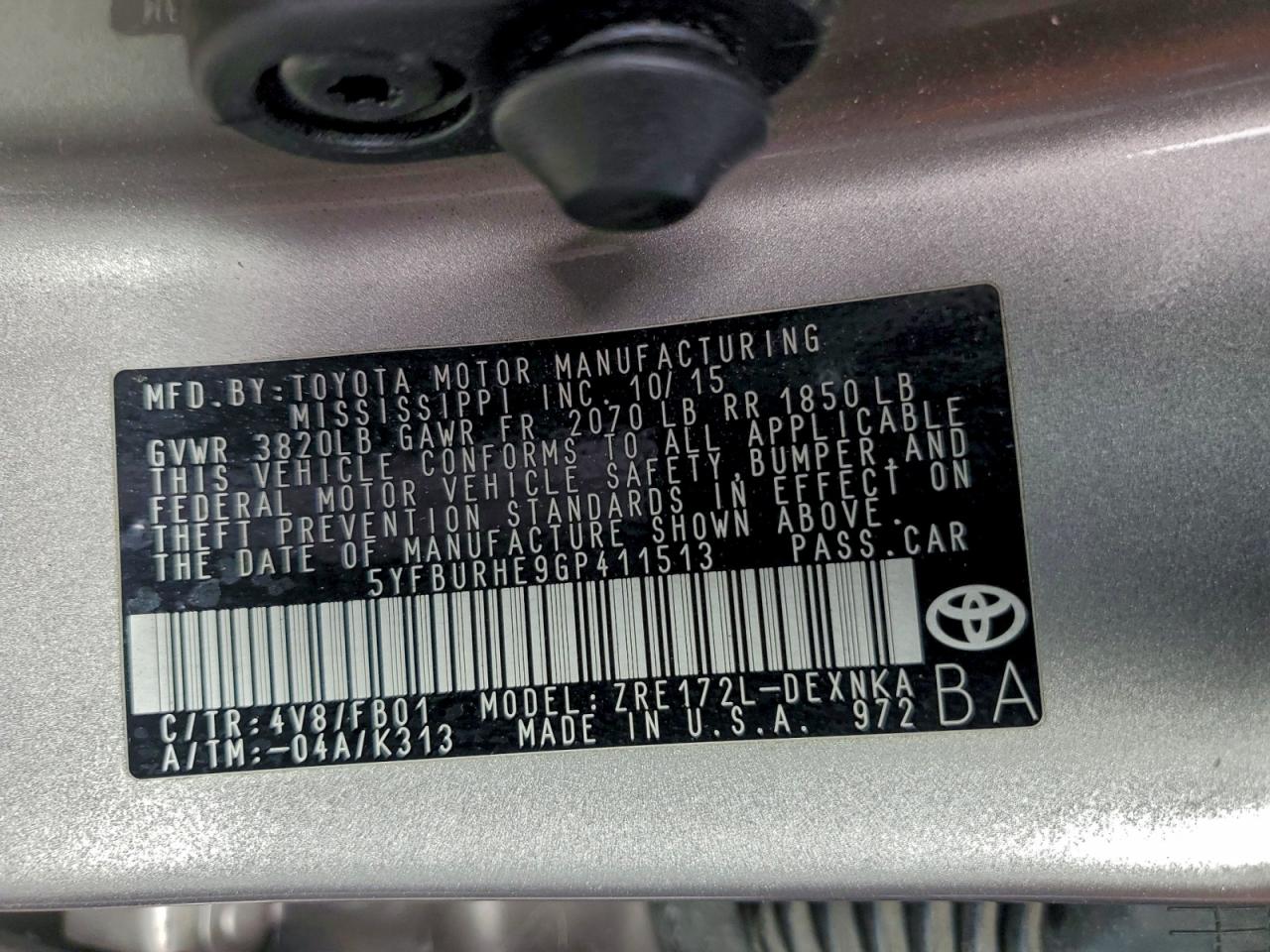 2016 TOYOTA COROLLA L photo 37