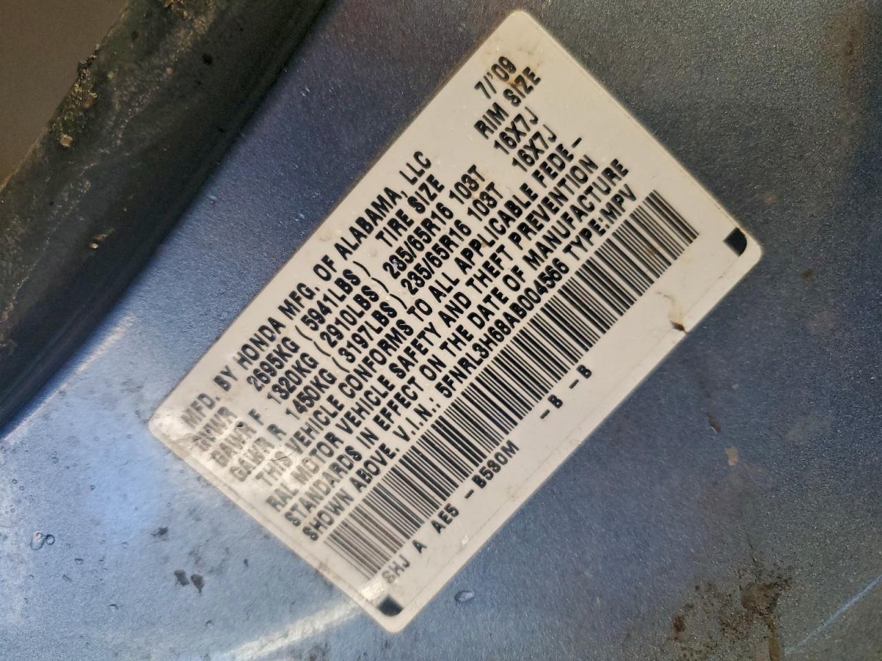 2010 HONDA ODYSSEY EXL photo 37