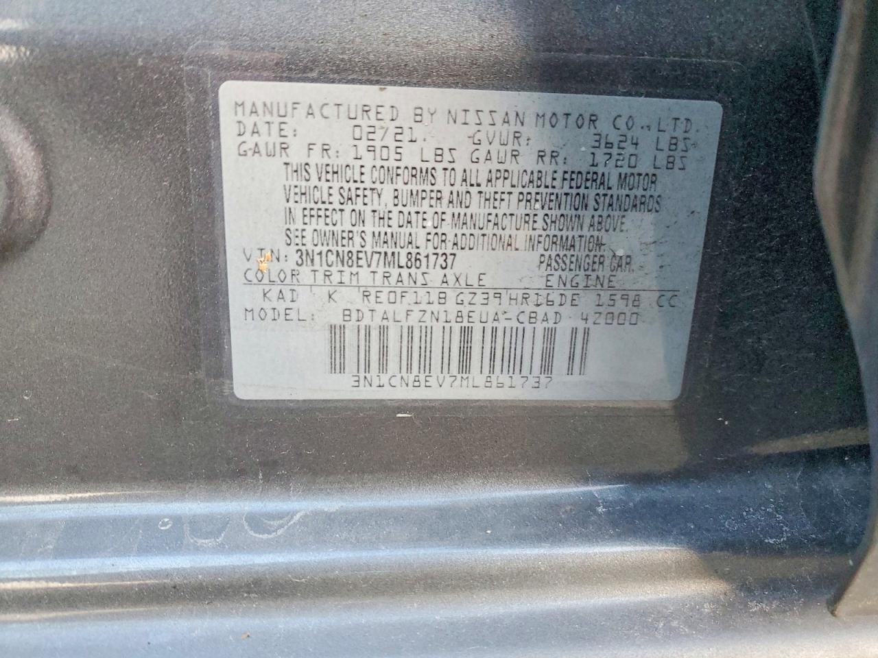2021 NISSAN VERSA SV photo 12