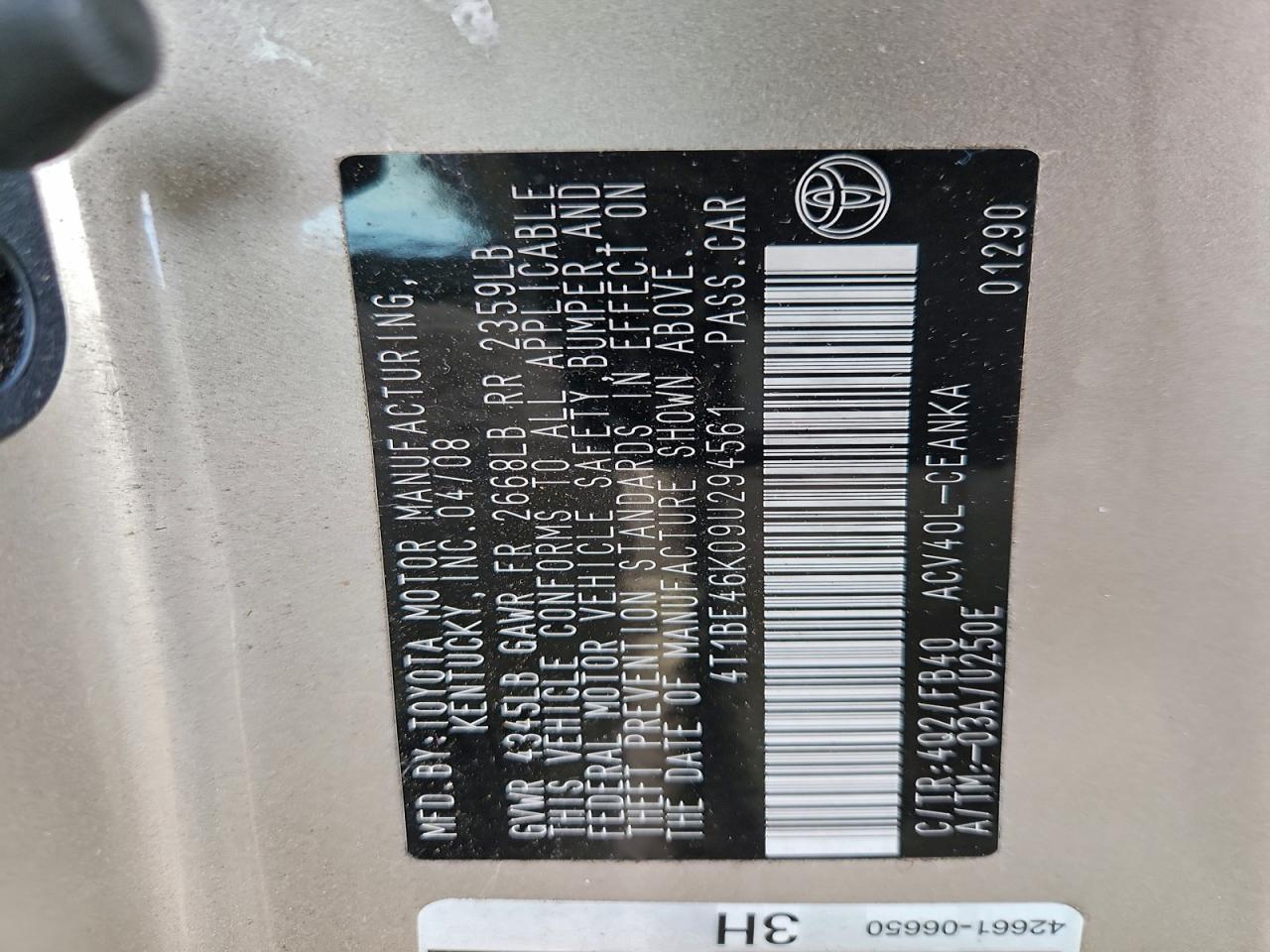 2009 TOYOTA CAMRY BASE photo 12