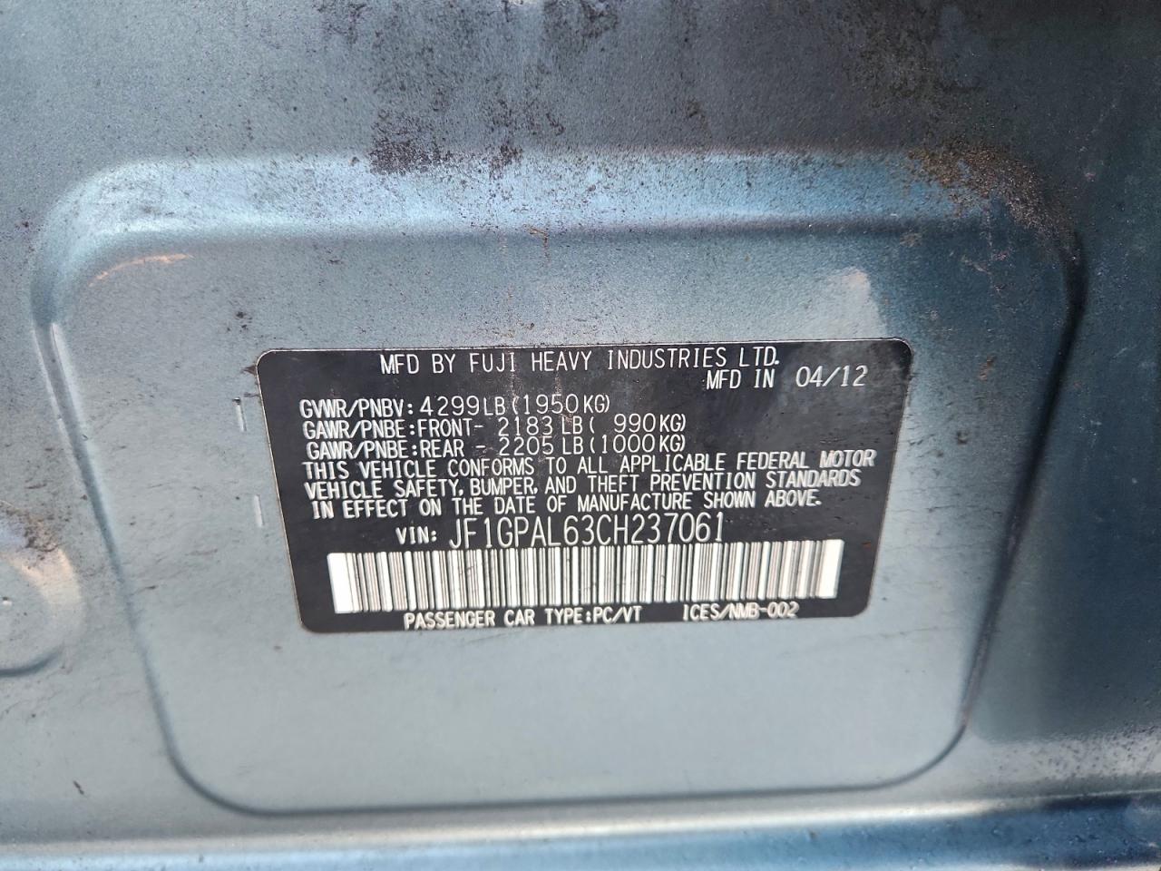 2012 SUBARU IMPREZA SPORT PREMIUM photo 37
