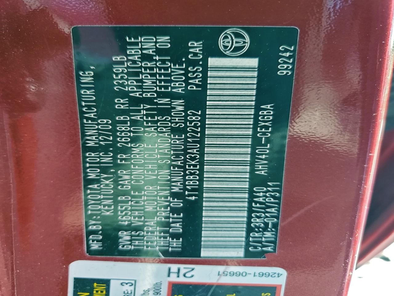 2010 TOYOTA CAMRY HYBRID photo 23