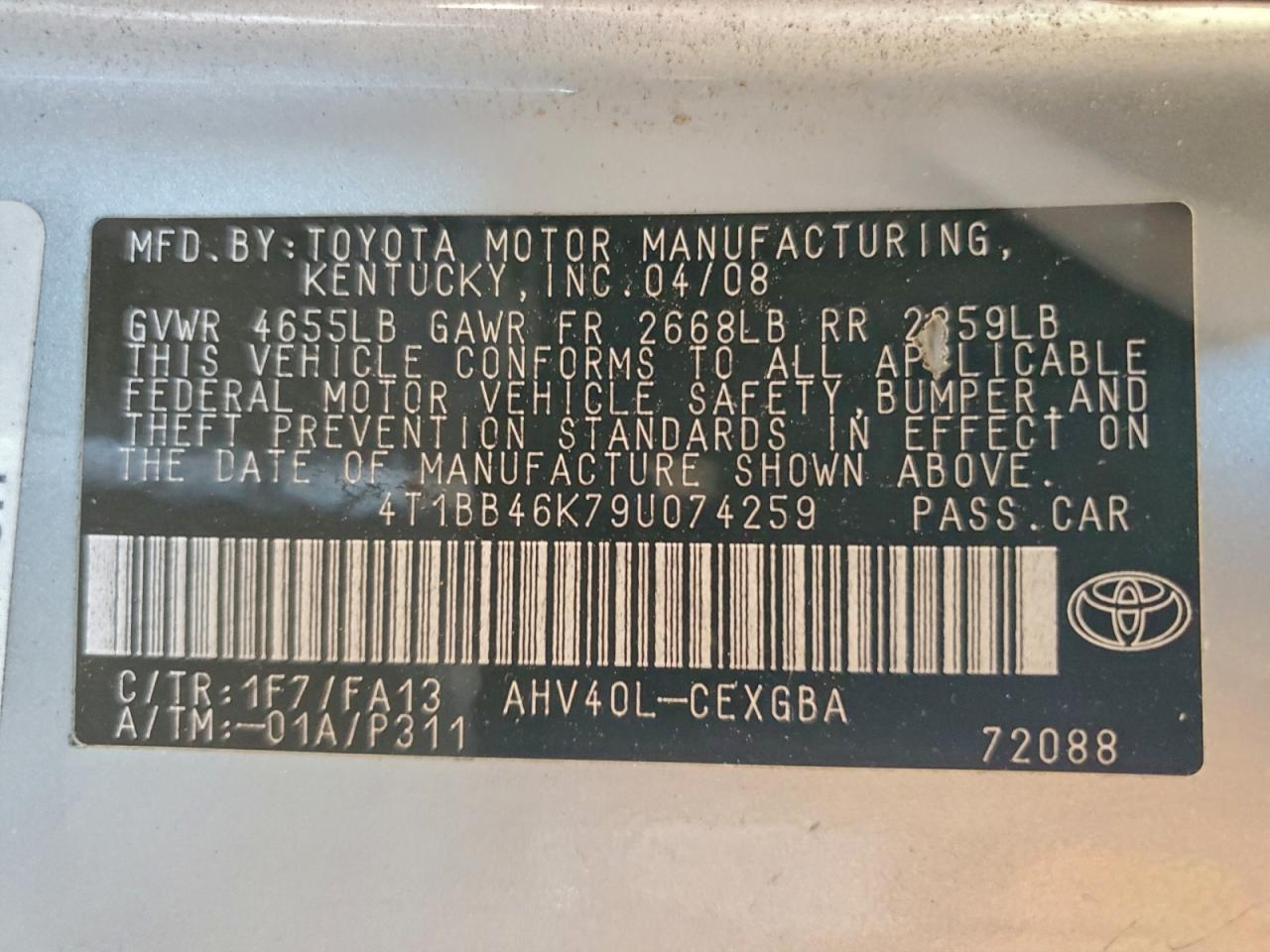 2009 TOYOTA CAMRY HYBRID photo 12