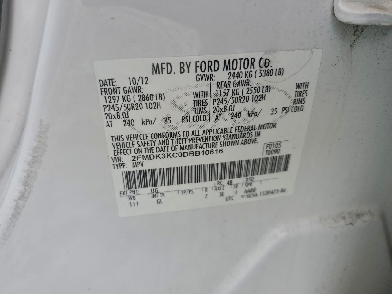 2013 FORD EDGE LIMITED photo 13