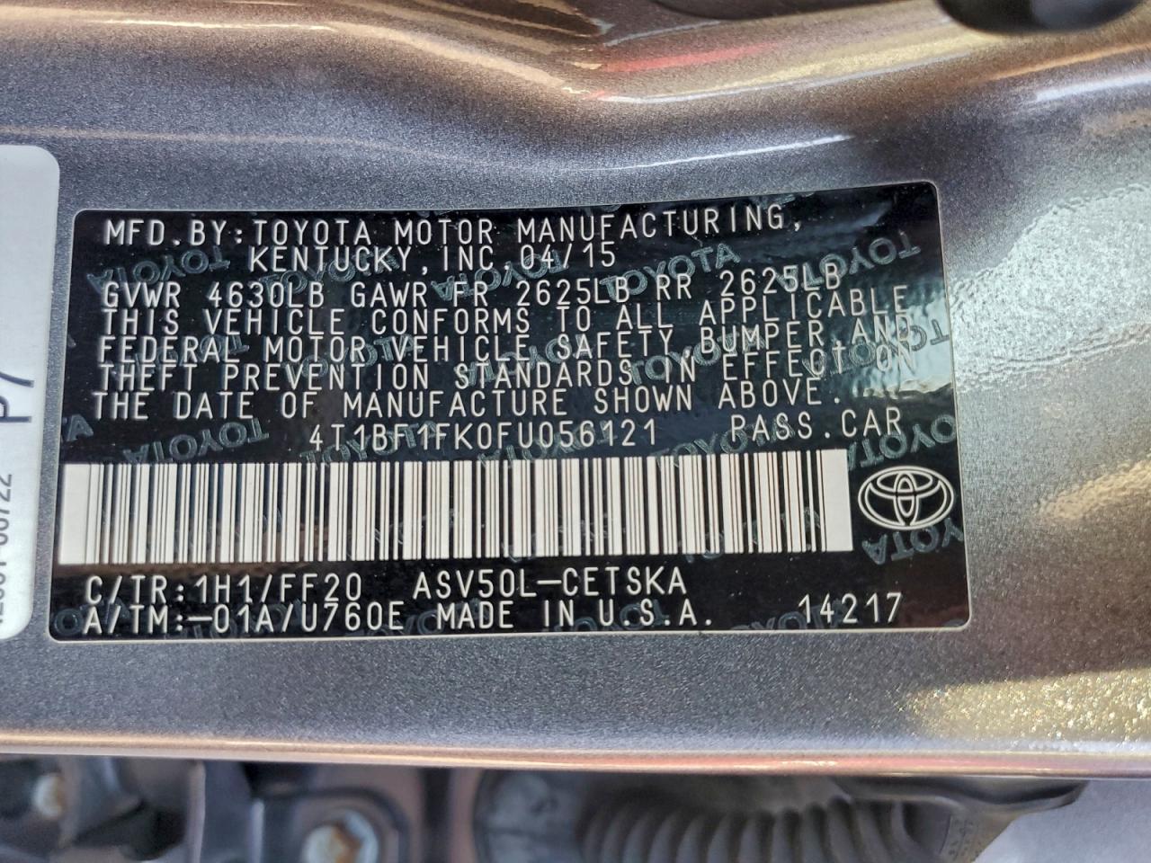 2015 TOYOTA CAMRY LE photo 23