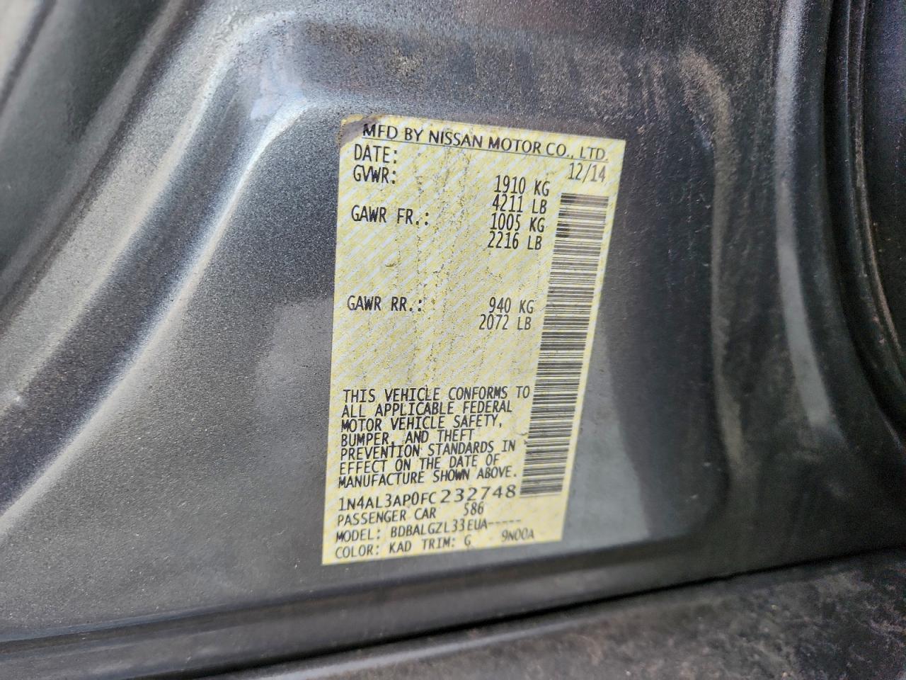 2015 NISSAN ALTIMA 2.5 photo 12