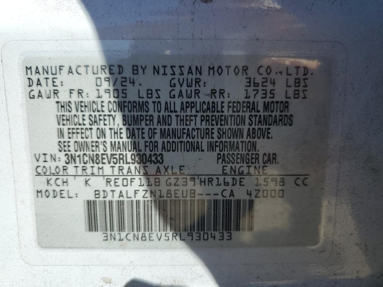 2024 NISSAN VERSA SV photo 13
