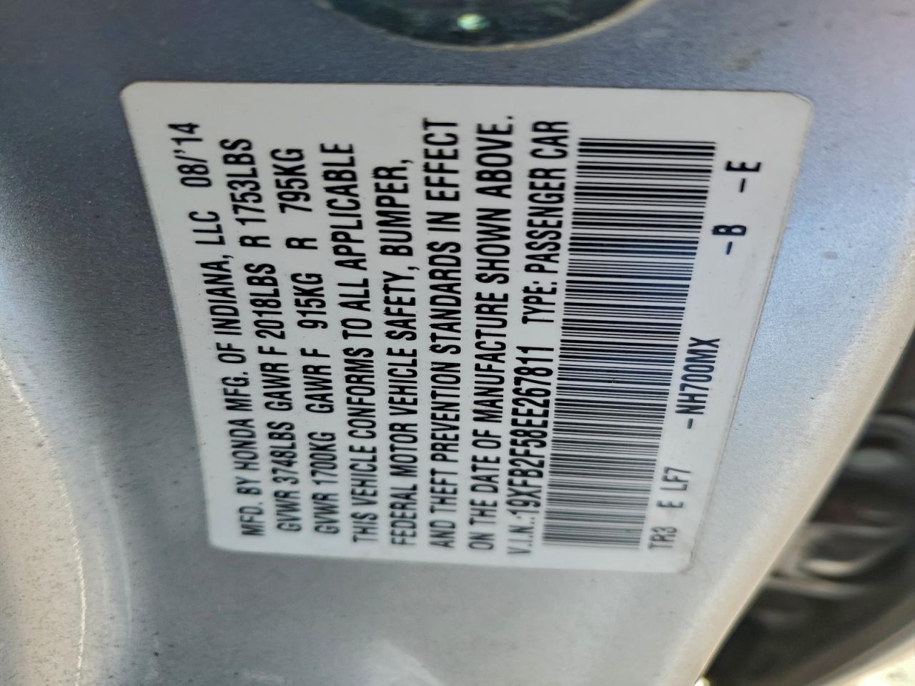 2014 HONDA CIVIC LX photo 12