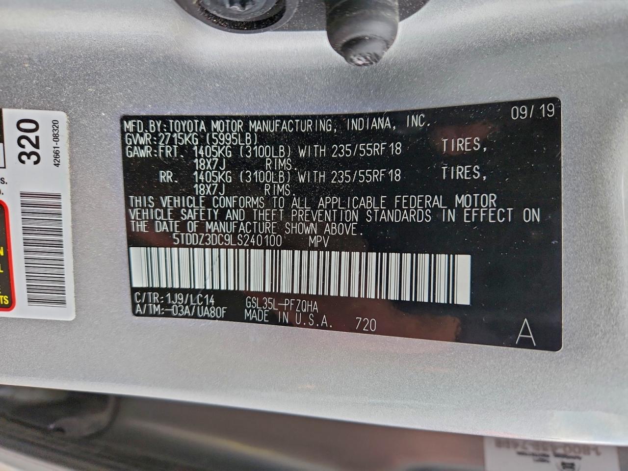2020 TOYOTA SIENNA XLE photo 53