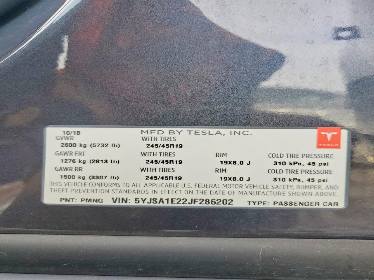 2018 TESLA MODEL S photo 12