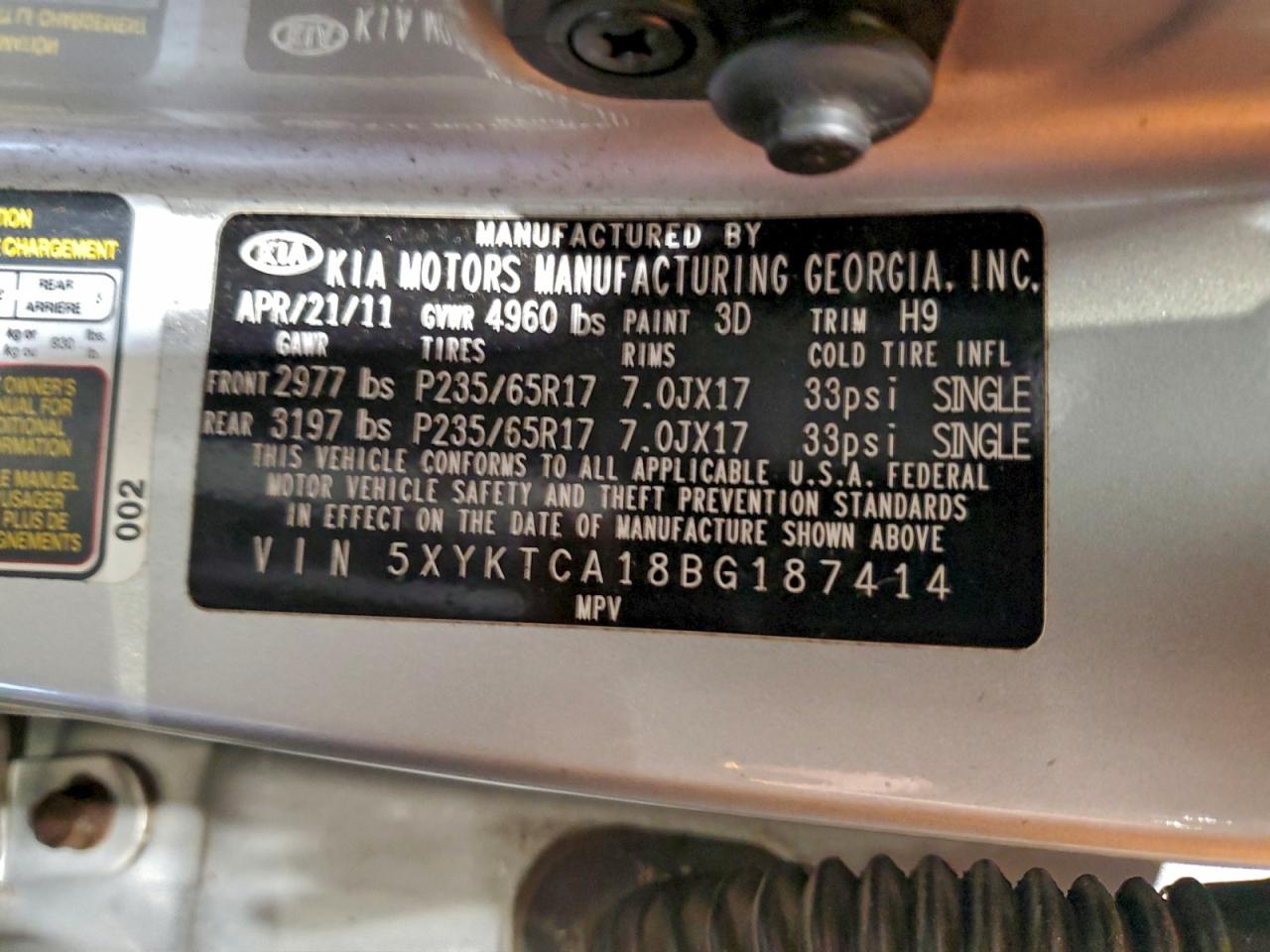 2011 KIA SORENTO BASE photo 40