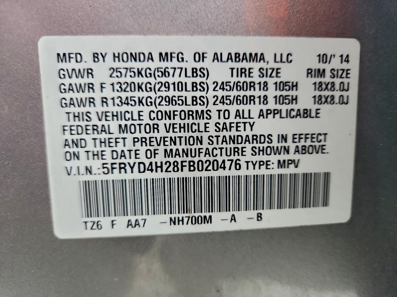 2015 ACURA MDX photo 13