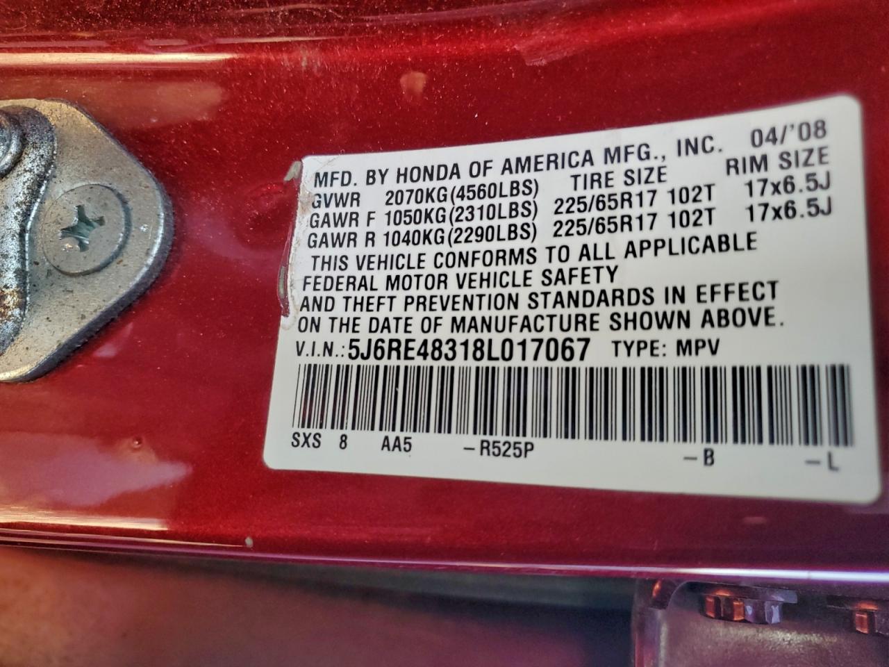 2008 HONDA CR-V LX photo 37