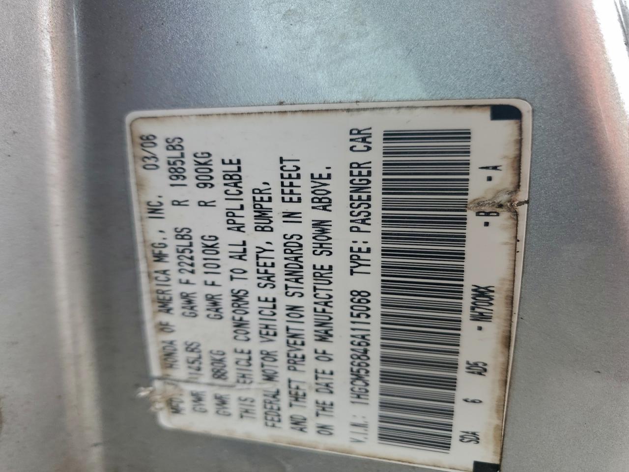 2006 HONDA ACCORD EX photo 23