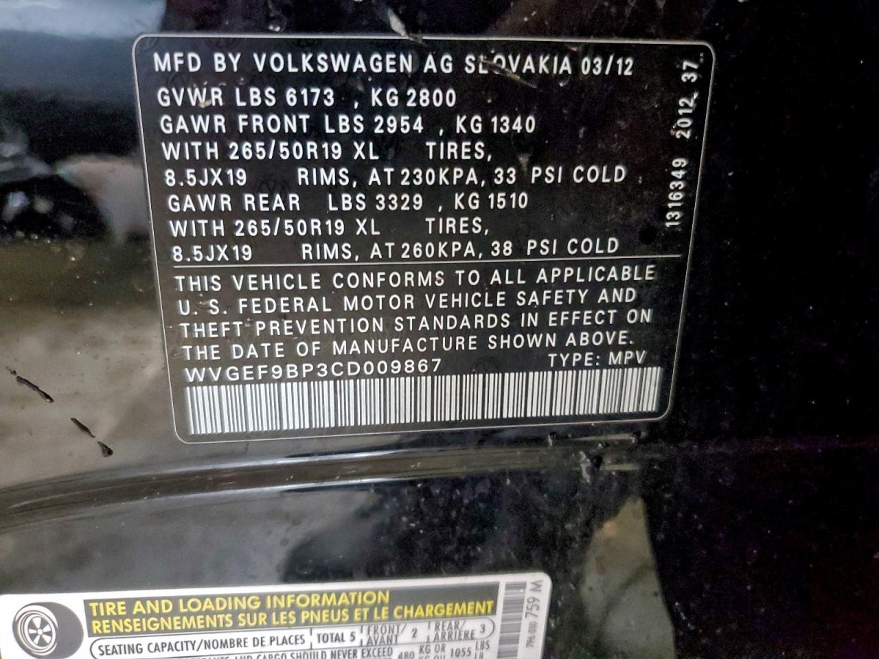 2012 VOLKSWAGEN TOUAREG V6 photo 25
