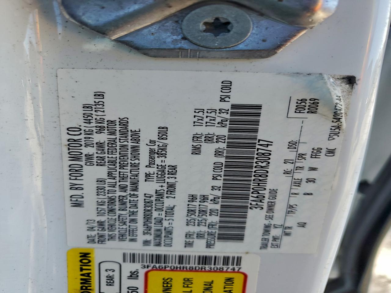 2013 FORD FUSION SE photo 34