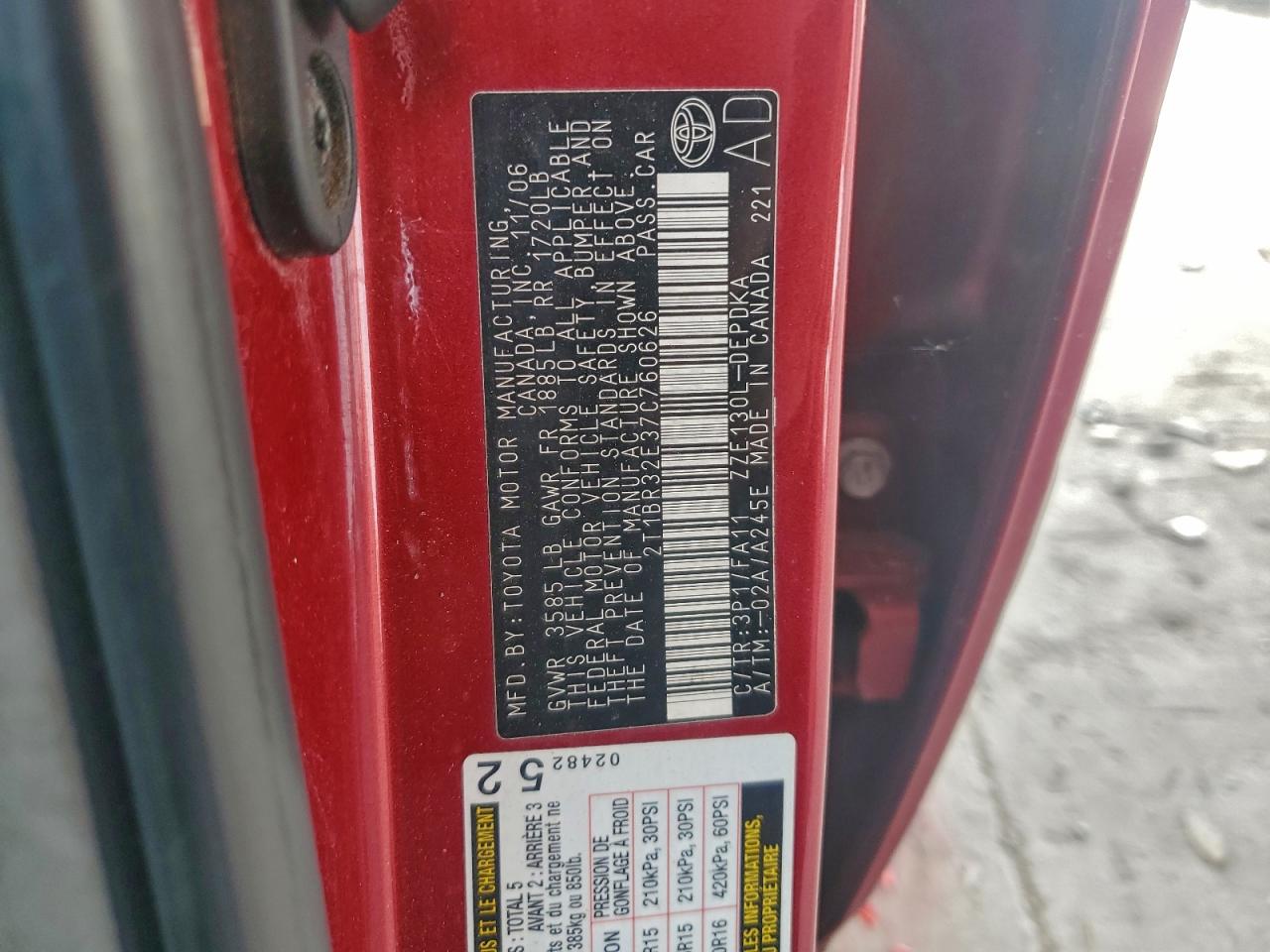 2007 TOYOTA COROLLA CE photo 12