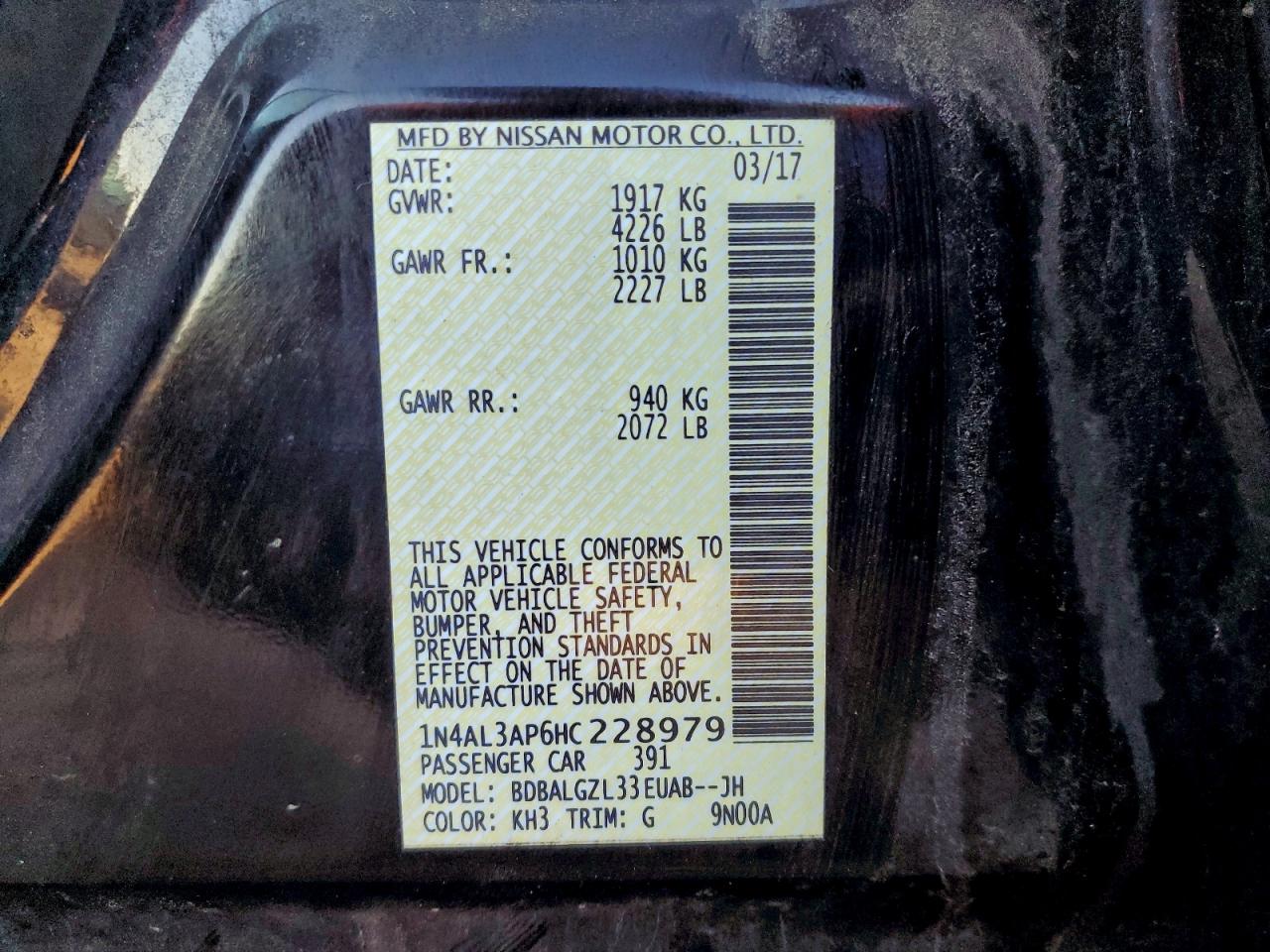 2017 NISSAN ALTIMA 2.5 photo 12