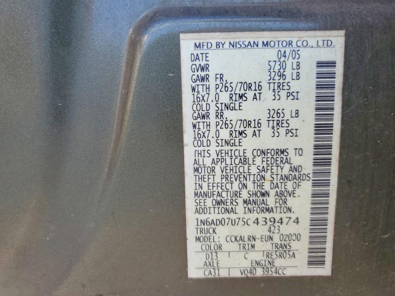 2005 NISSAN FRONTIER CREW CAB LE photo 12