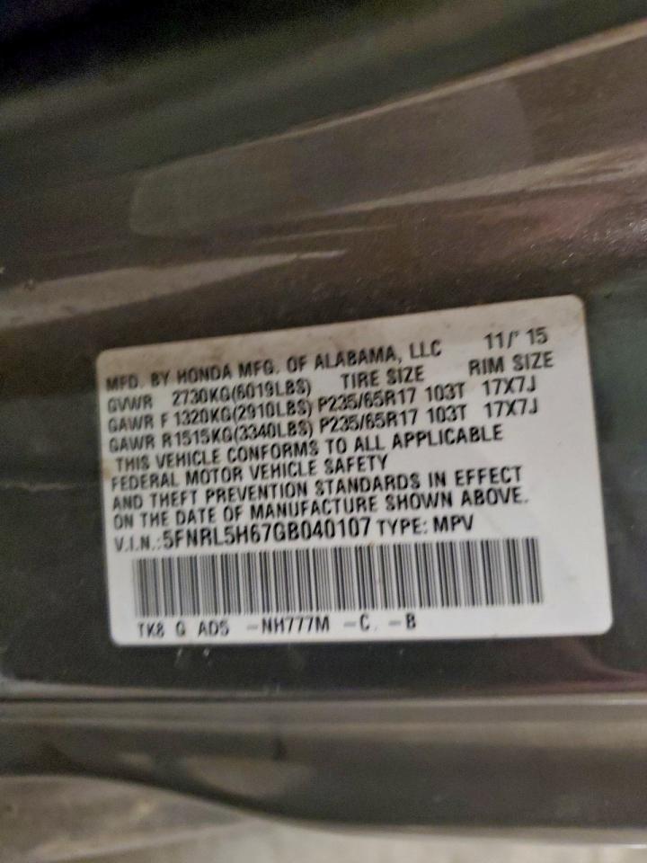 2016 HONDA ODYSSEY EXL photo 13
