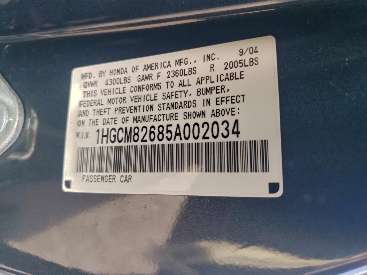 2005 HONDA ACCORD EX photo 34