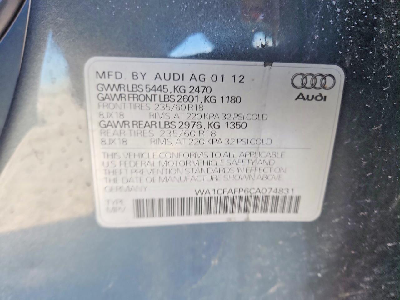2012 AUDI Q5 PREMIUM photo 13