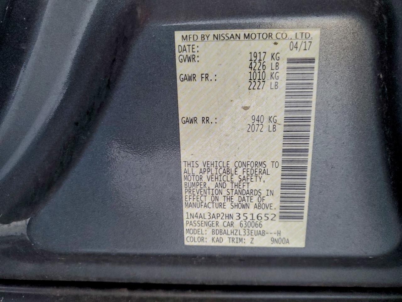 2017 NISSAN ALTIMA photo 12