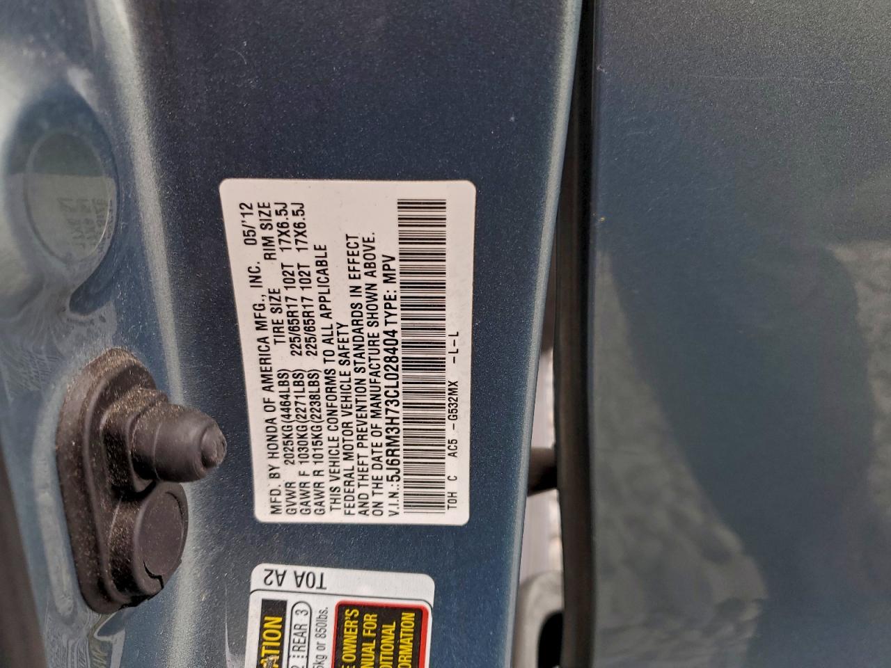 2012 HONDA CR-V EXL photo 27
