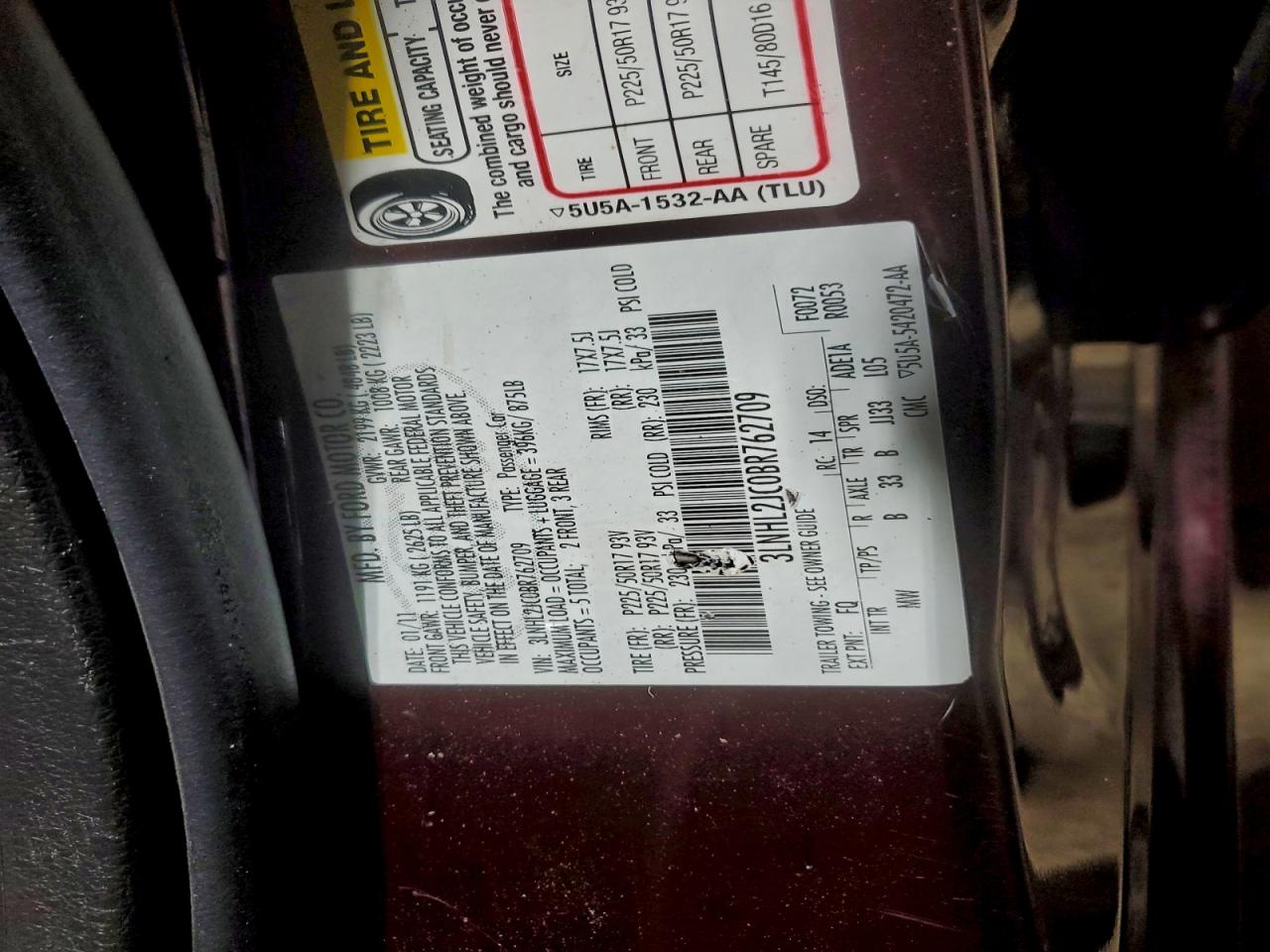 2011 LINCOLN MKZ photo 23