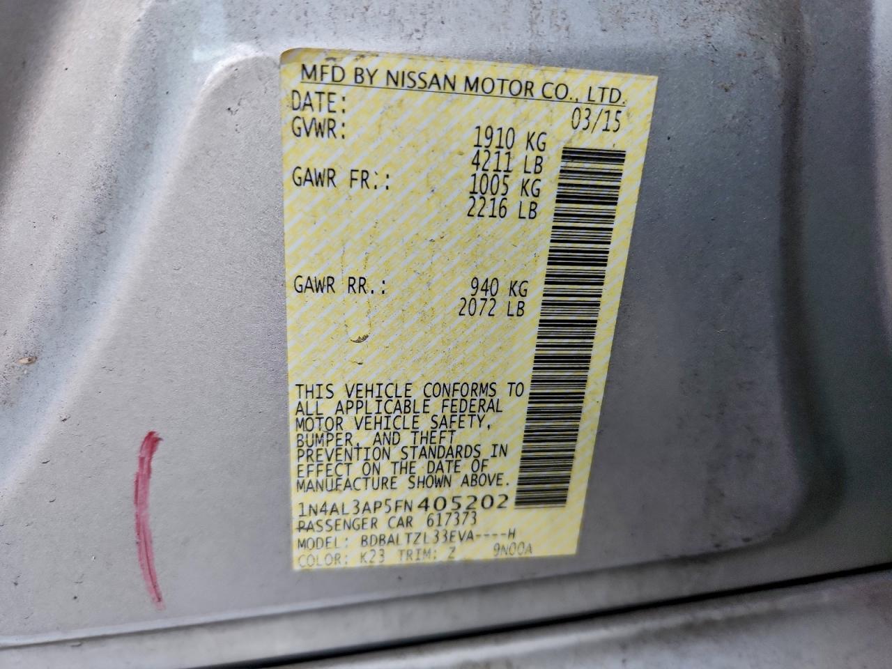 2015 NISSAN ALTIMA 2.5 photo 12