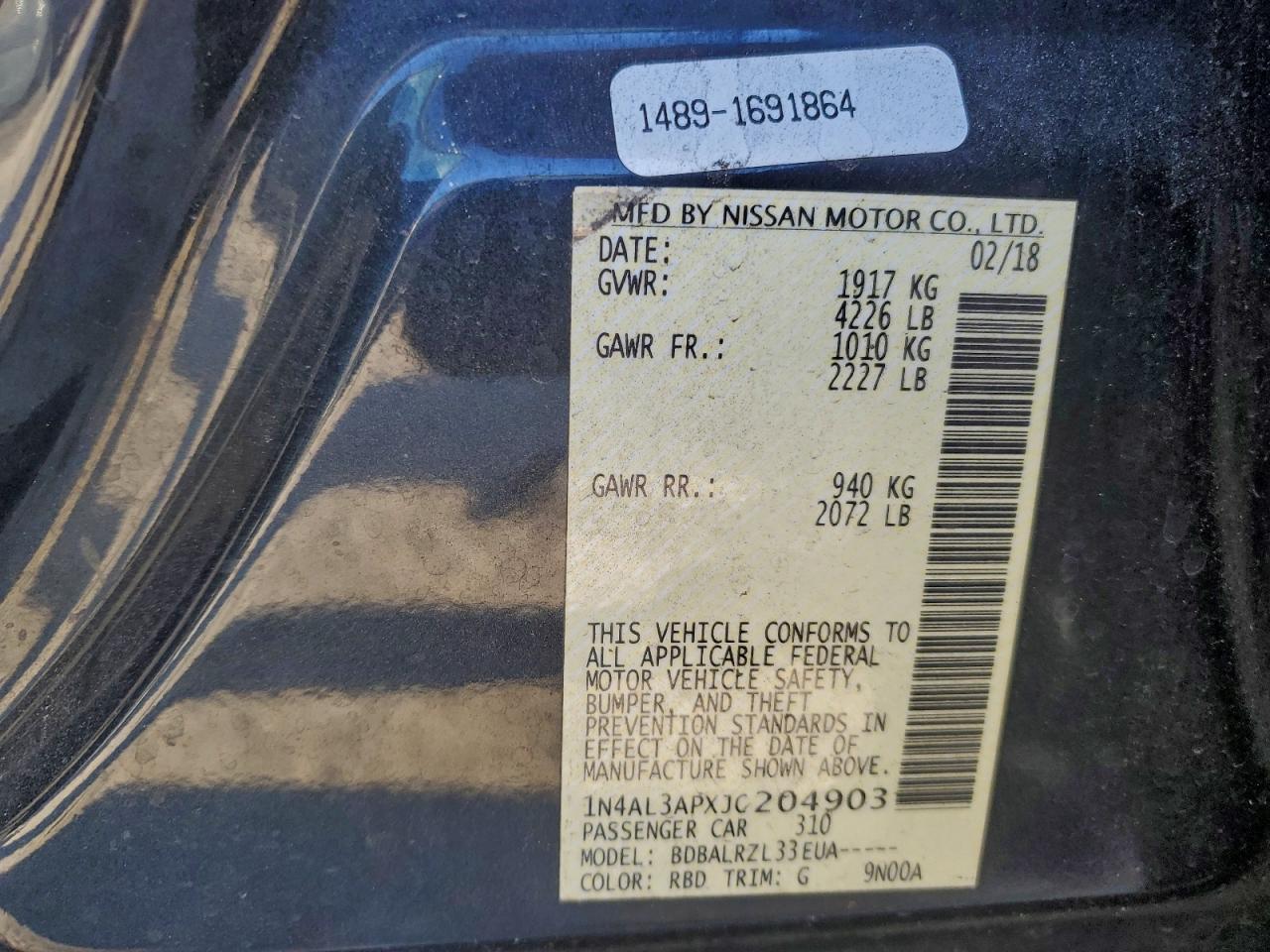 2018 NISSAN ALTIMA 2.5 photo 13