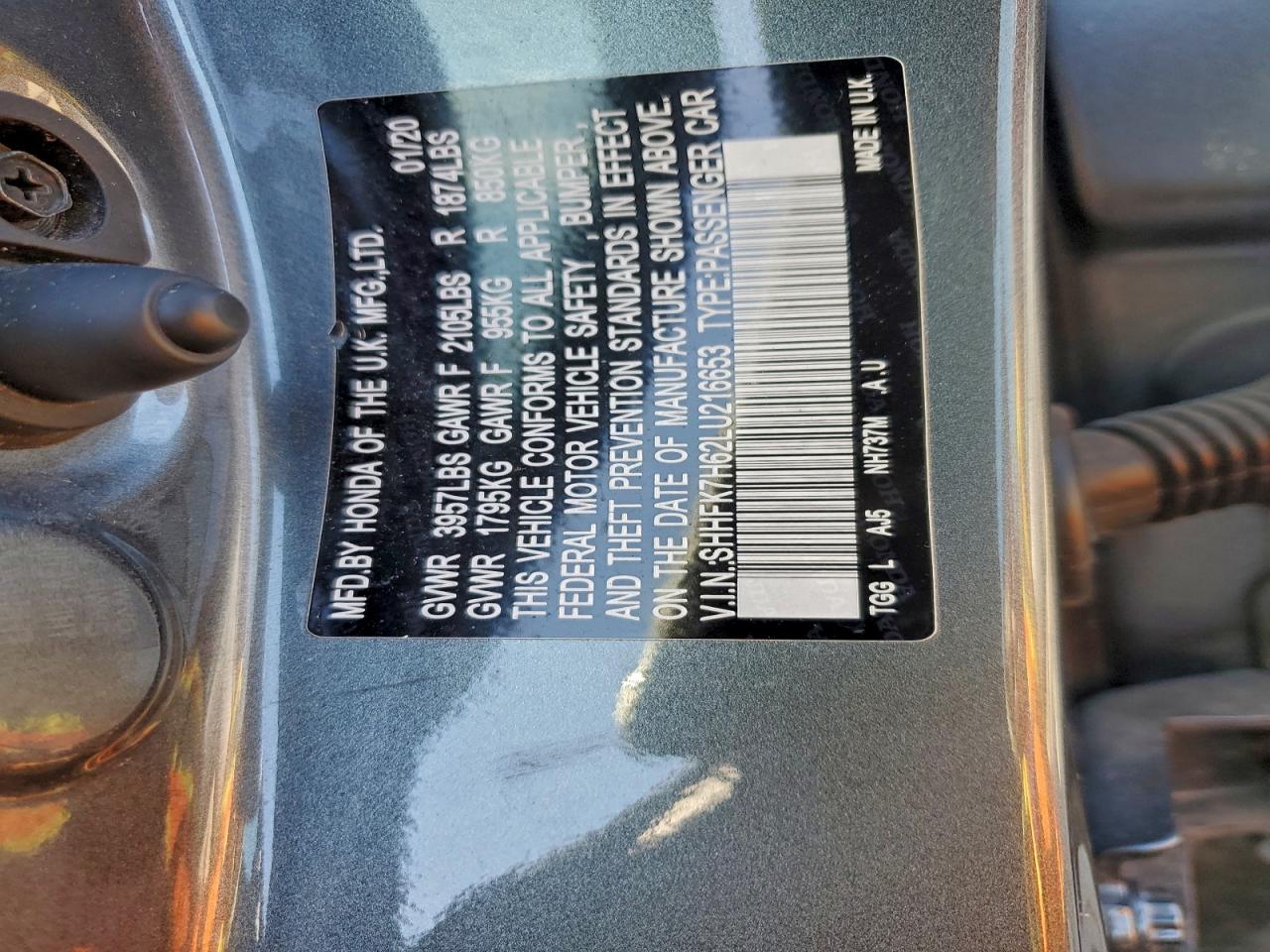 2020 HONDA CIVIC EX photo 12