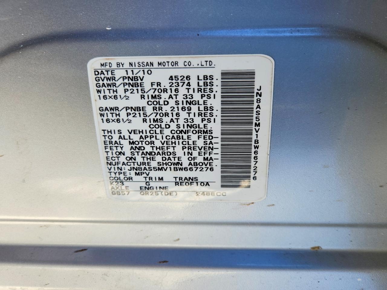 2011 NISSAN ROGUE S photo 37