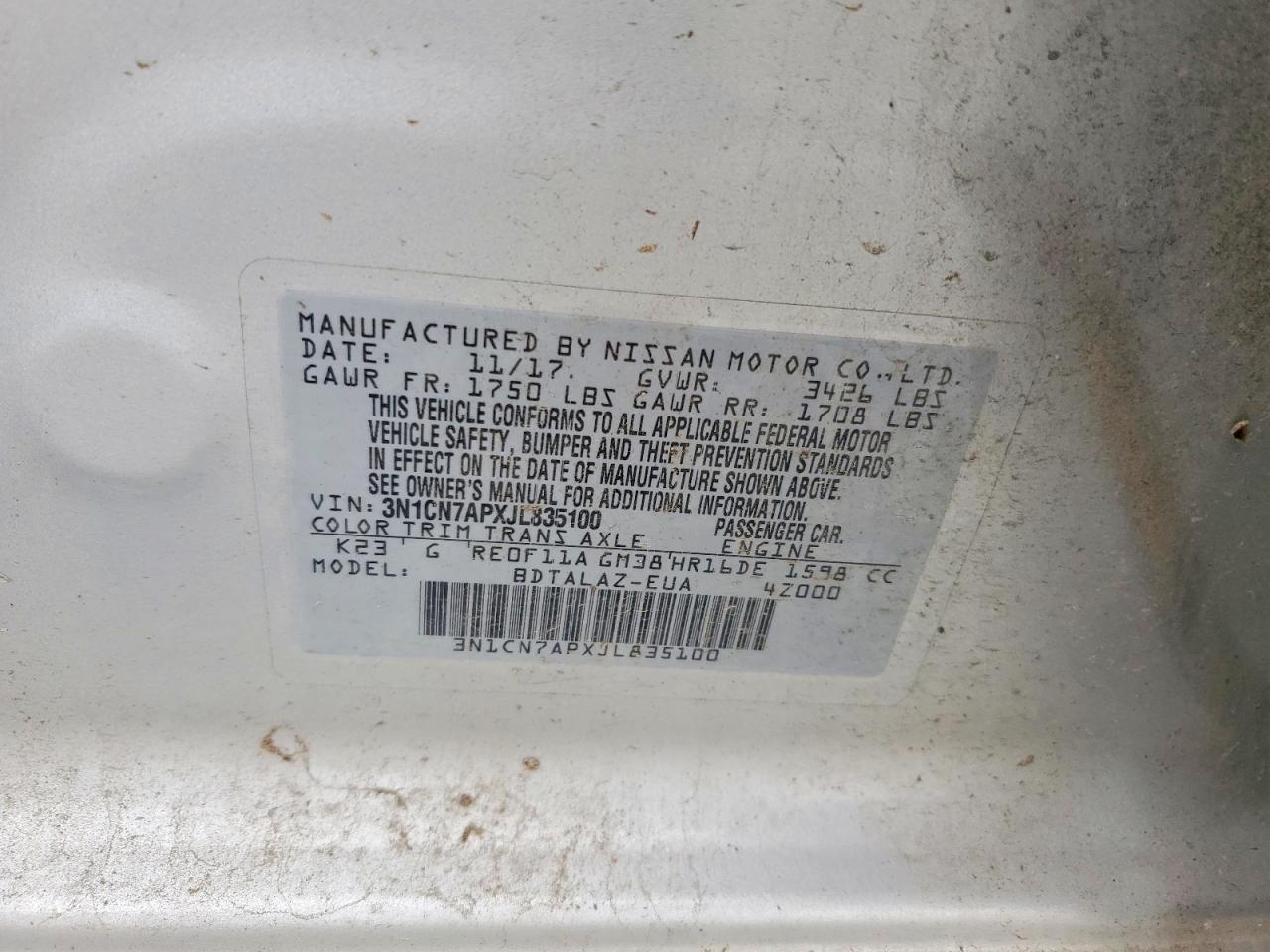2018 NISSAN VERSA S photo 12