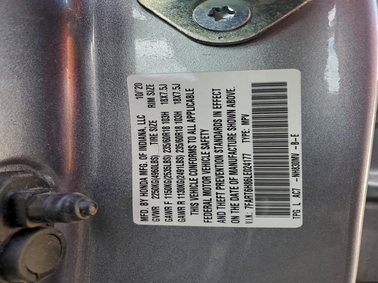2020 HONDA CR-V EXL photo 13
