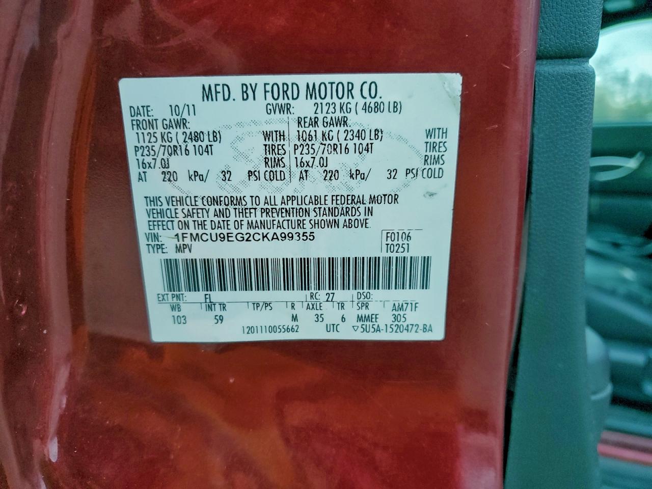 2012 FORD ESCAPE LIMITED photo 13
