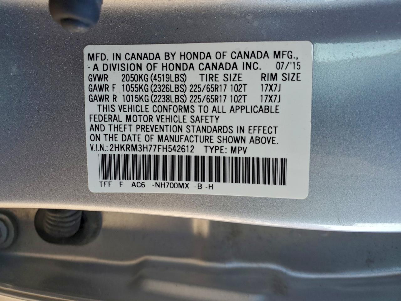2015 HONDA CR-V EXL photo 12