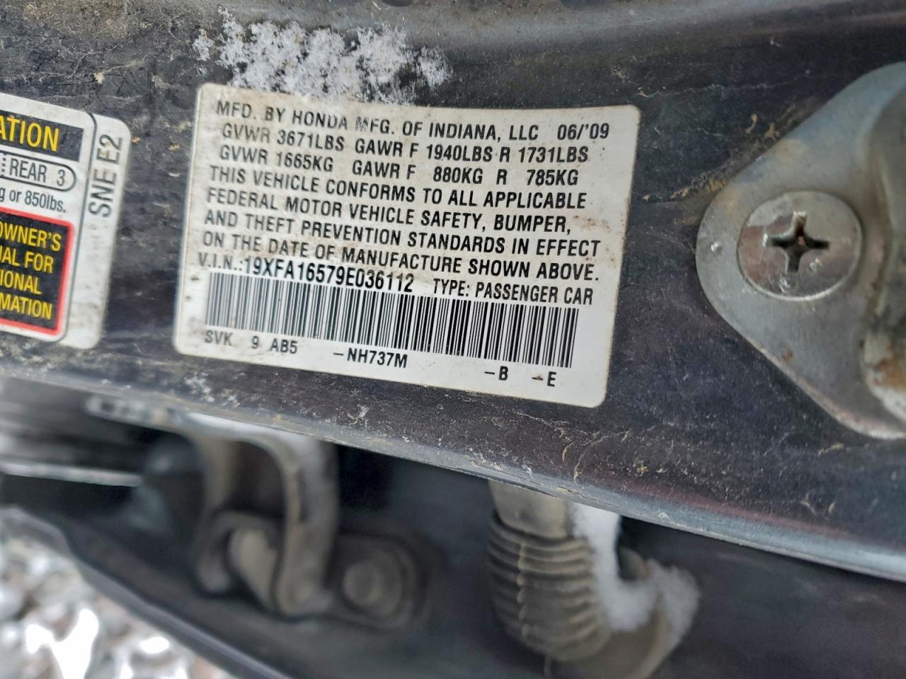 2009 HONDA CIVIC LX photo 12