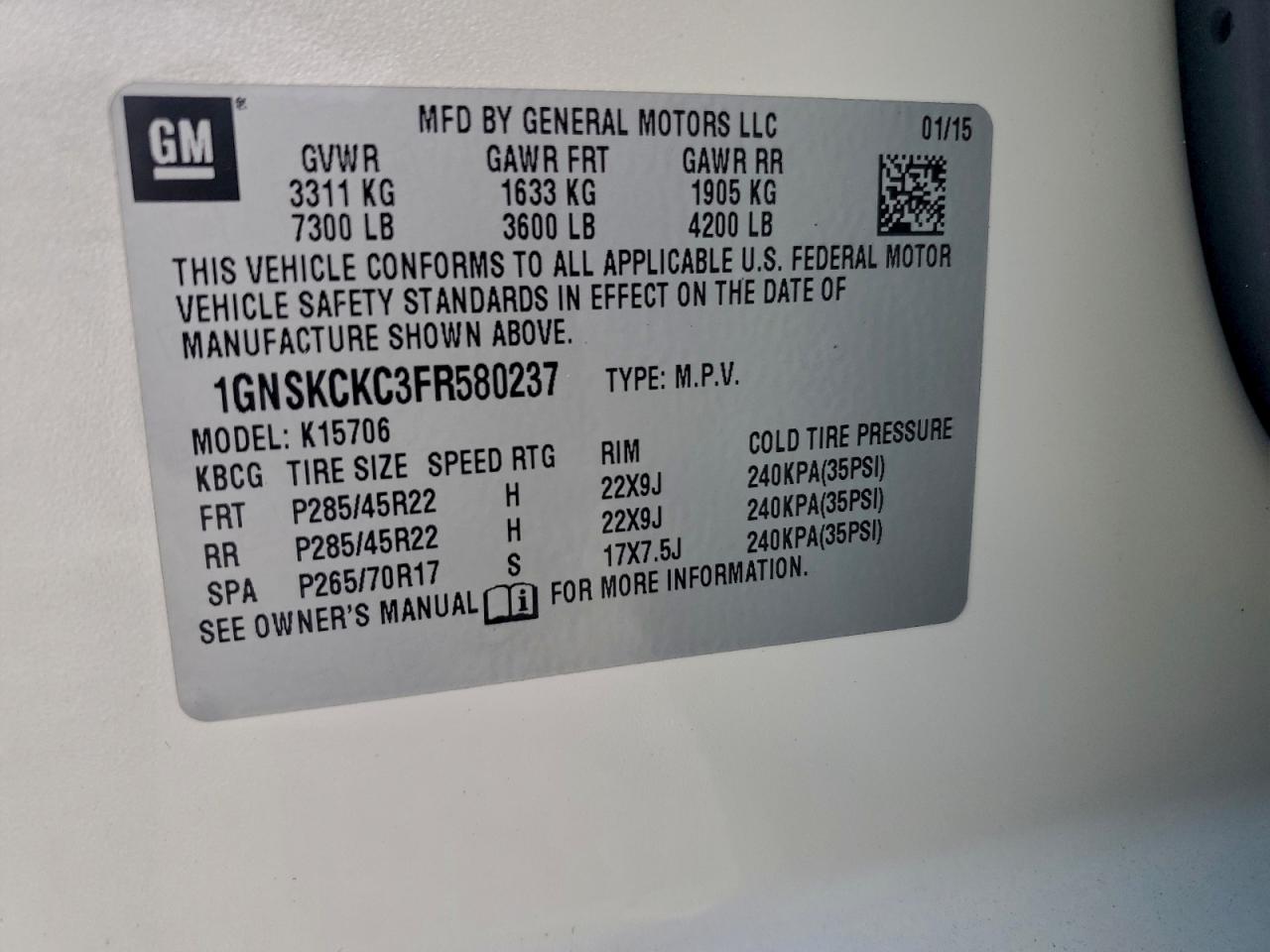 2015 CHEVROLET TAHOE K1500 LTZ photo 13