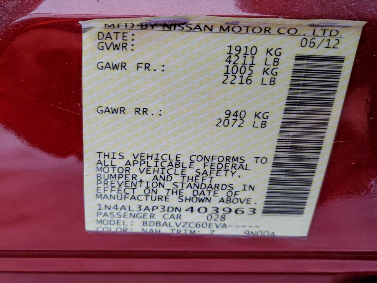 2013 NISSAN ALTIMA 2.5 photo 12