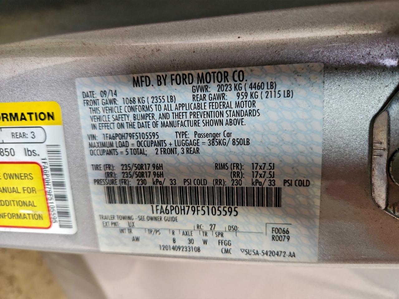 2015 FORD FUSION SE photo 34