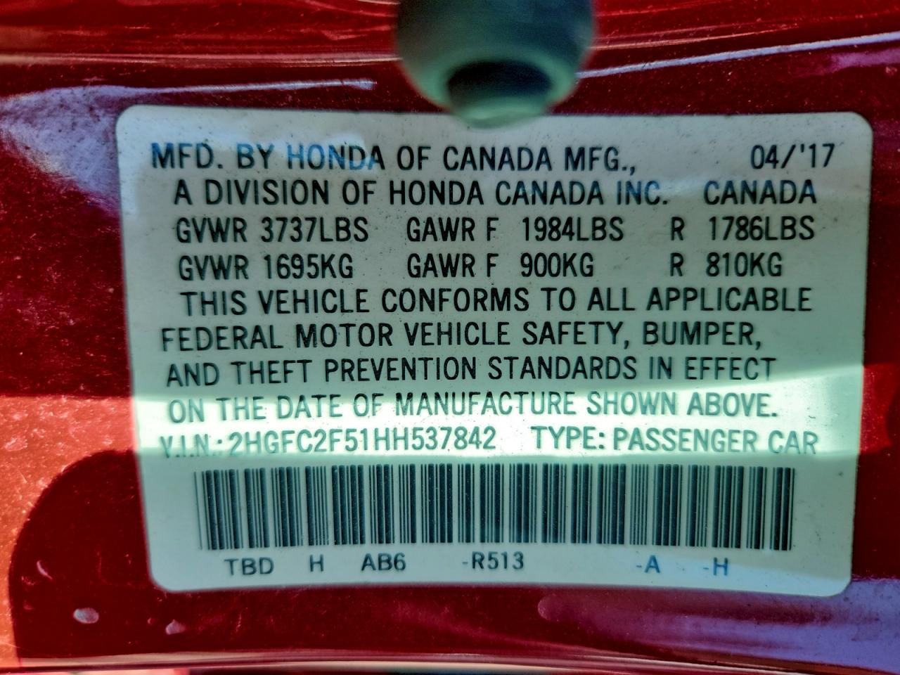 2017 HONDA CIVIC LX photo 23