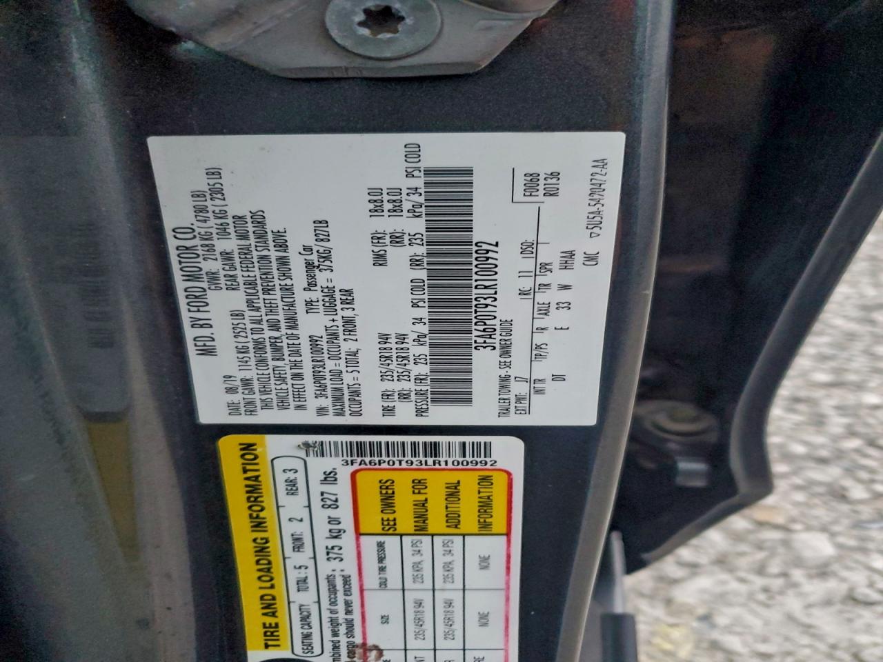 2020 FORD FUSION SE photo 13