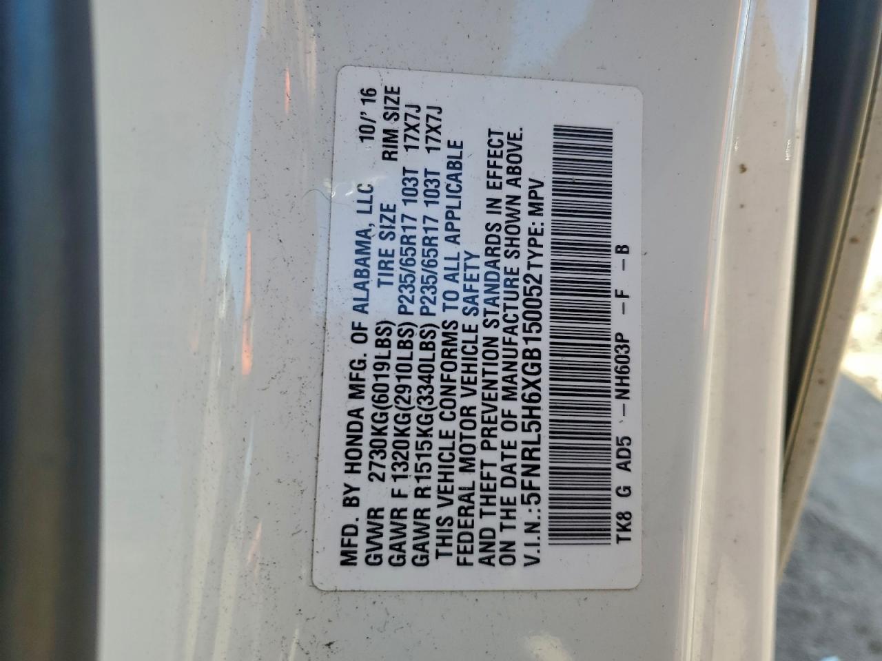 2016 HONDA ODYSSEY EXL photo 25