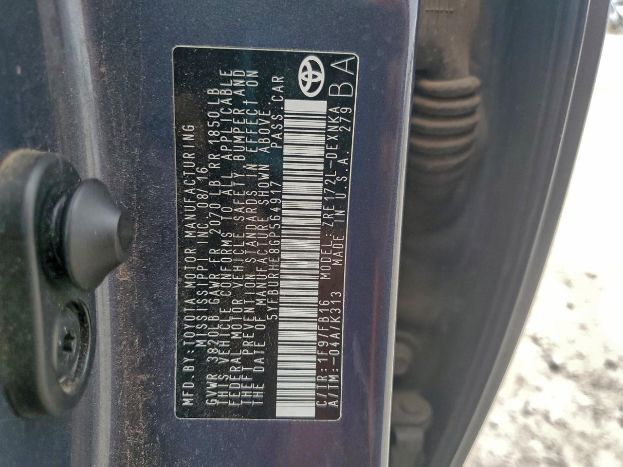 2016 TOYOTA COROLLA L photo 37